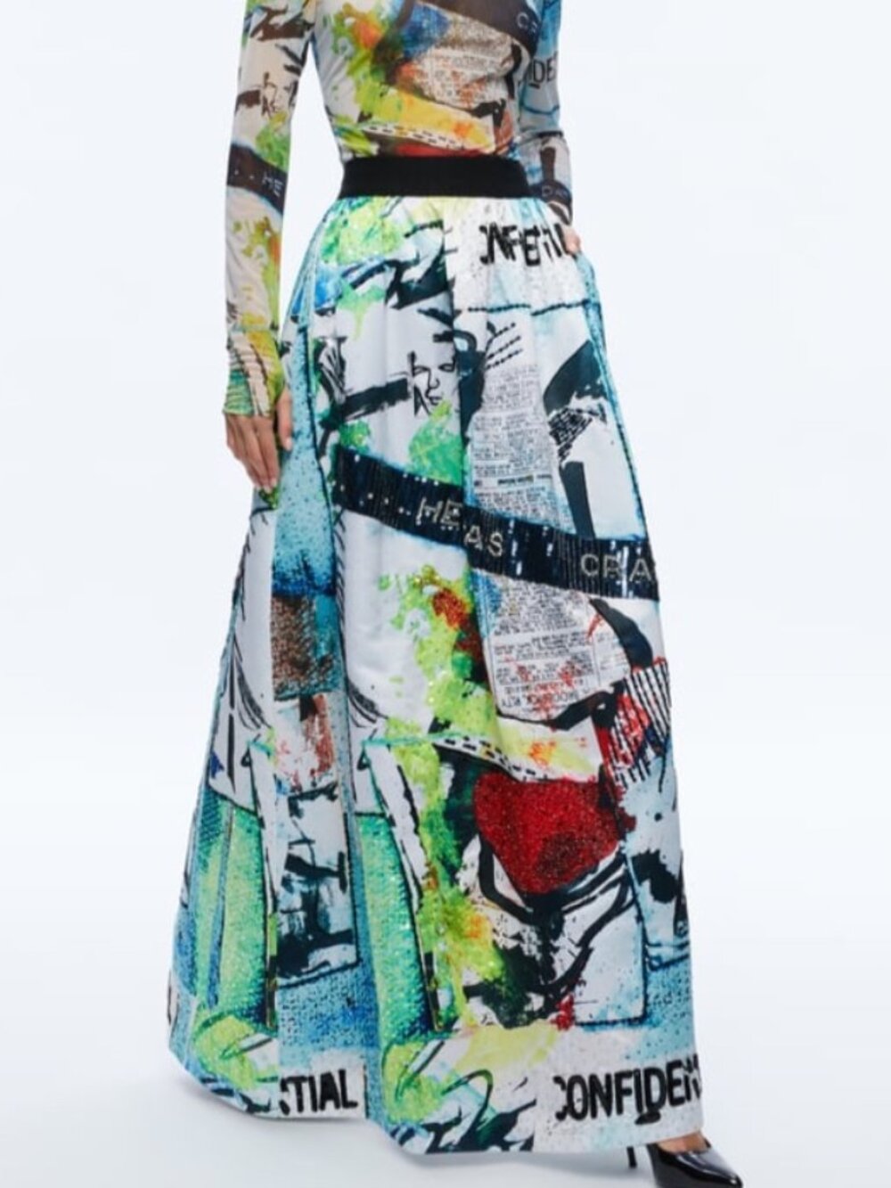 Alice and Olivia BASQUIAT TINA EMBELLISHED MAXI SKIRT